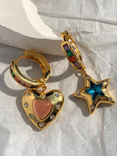 Starry Heart Mismatch Hoops